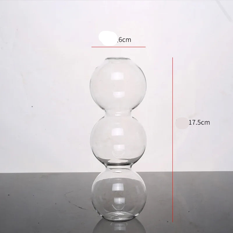 soliflore 3 boules verre transparent