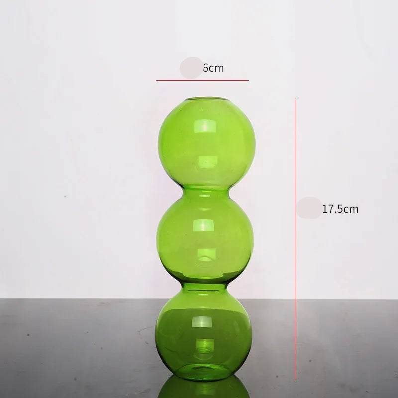 soliflore 3 boules verre vert