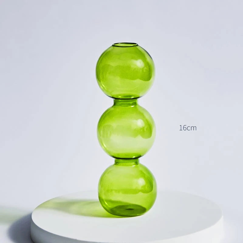 soliflore 3 boules verre vert d'eau