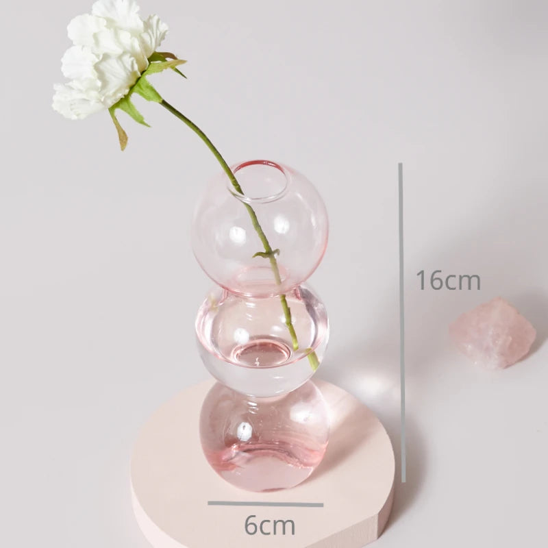 soliflore bougeoir verre rose - Esprit Chandelier