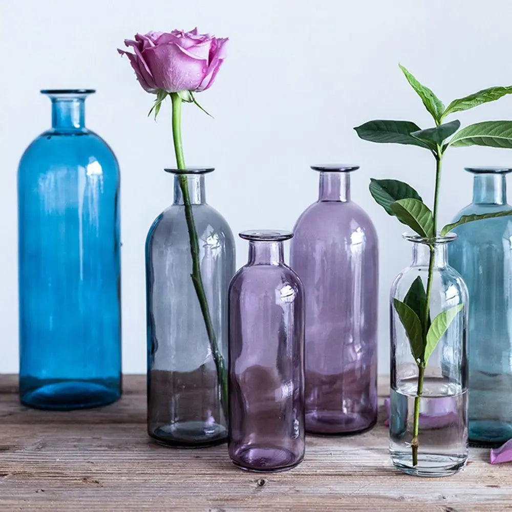 soliflores verre violet gris bleu