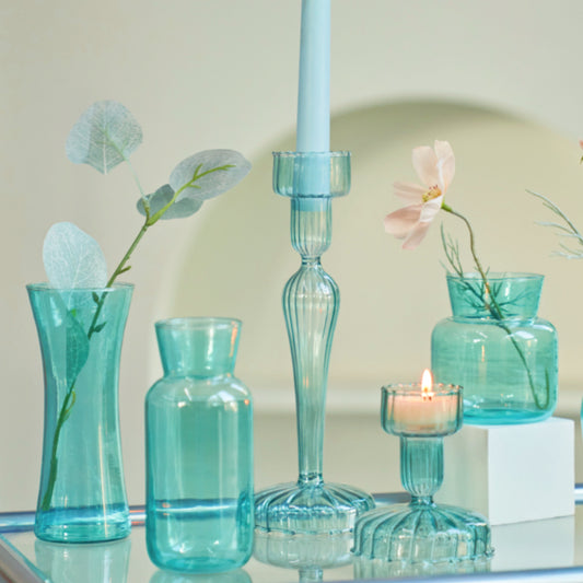 soliflores verre turquoise