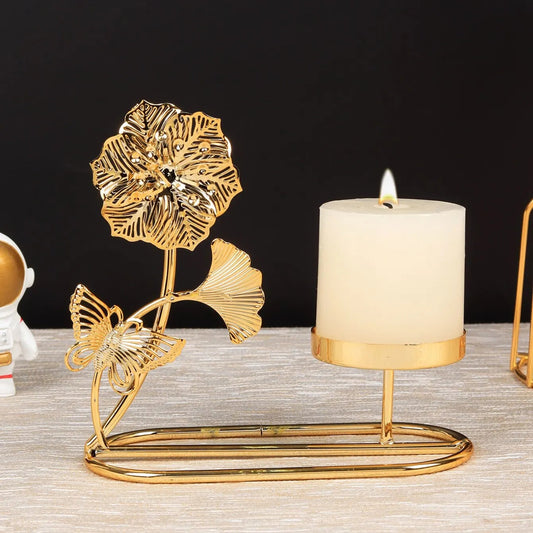 support bougie dore fleur - Esprit Chandelier