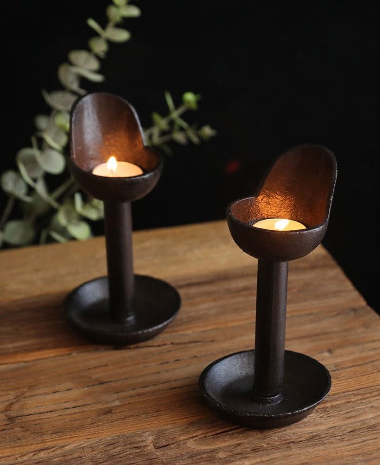 2 Bougeoirs Fonte Tabouret - Esprit Chandelier