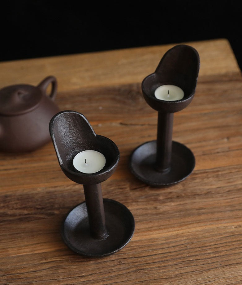 2 Bougeoirs Fonte Tabouret - Esprit Chandelier