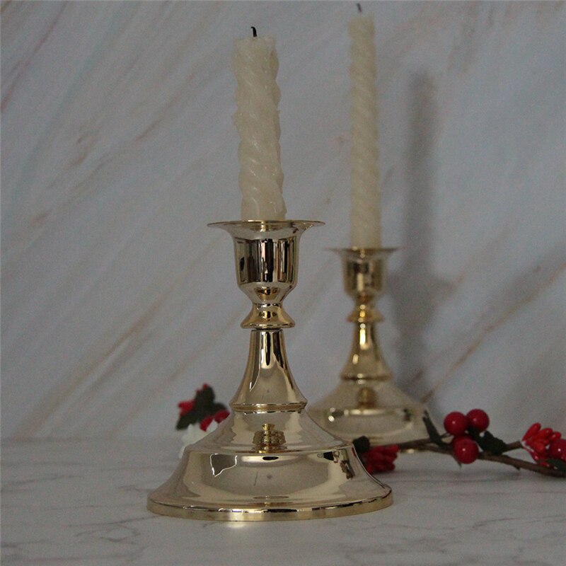 2 bougeoirs dorés chandelle - Esprit Chandelier