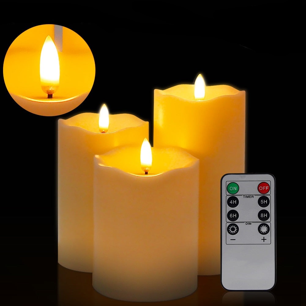 3 Bougies Cylindriques Led - Esprit Chandelier