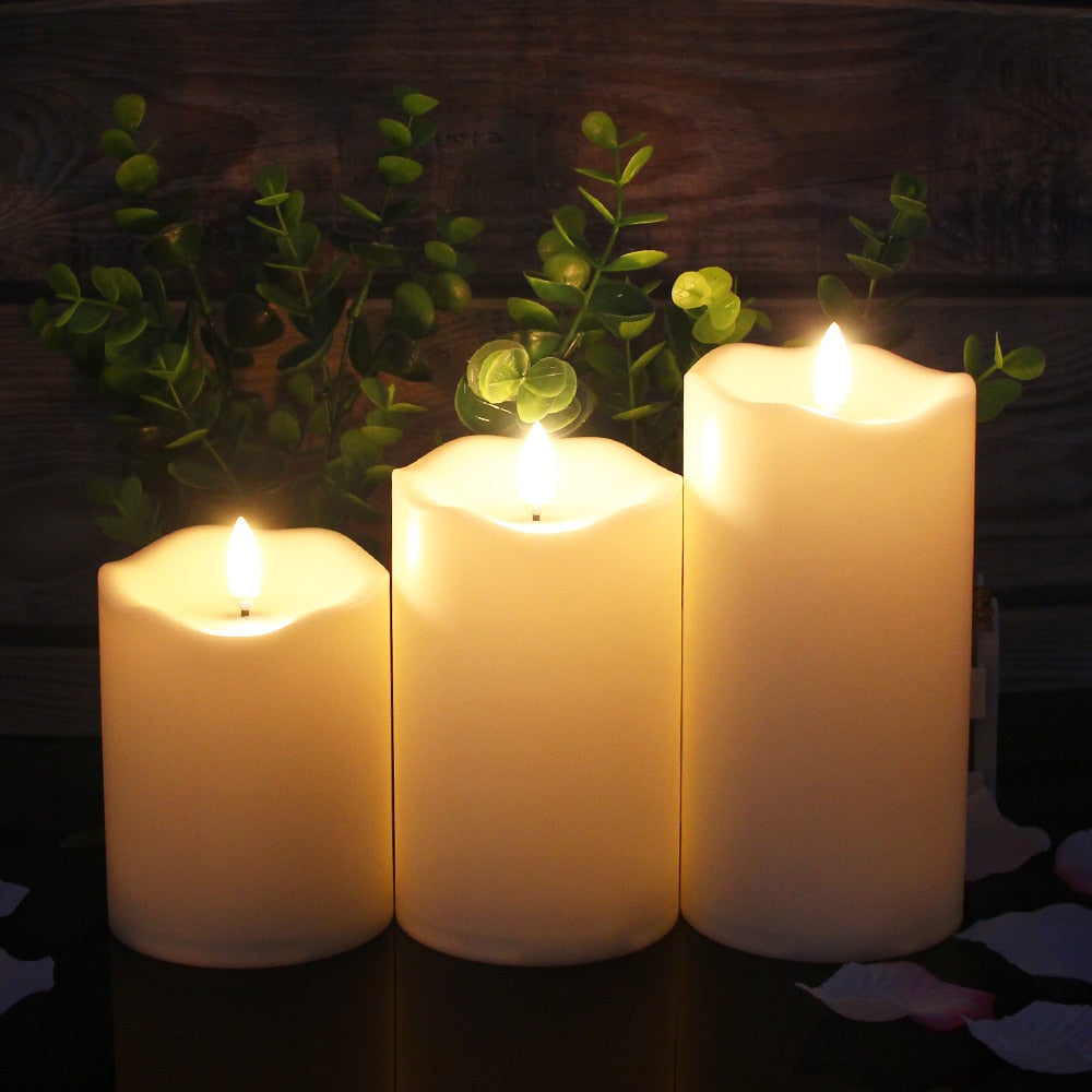3 Bougies cylindriques flamme 3D - Esprit Chandelier