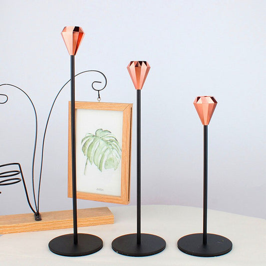 3 Chandeliers Noir Bobeche Rose Gold -Esprit Chandelier