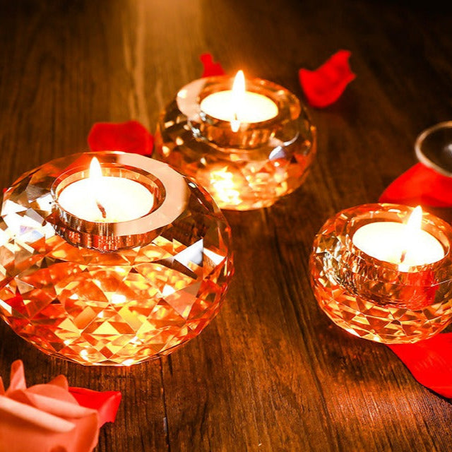 Bougeoir Cristal Ambre-Esprit Chandelier