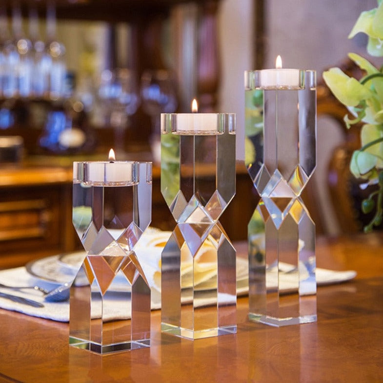 Bougeoir Cristal Sablier-Esprit Chandelier