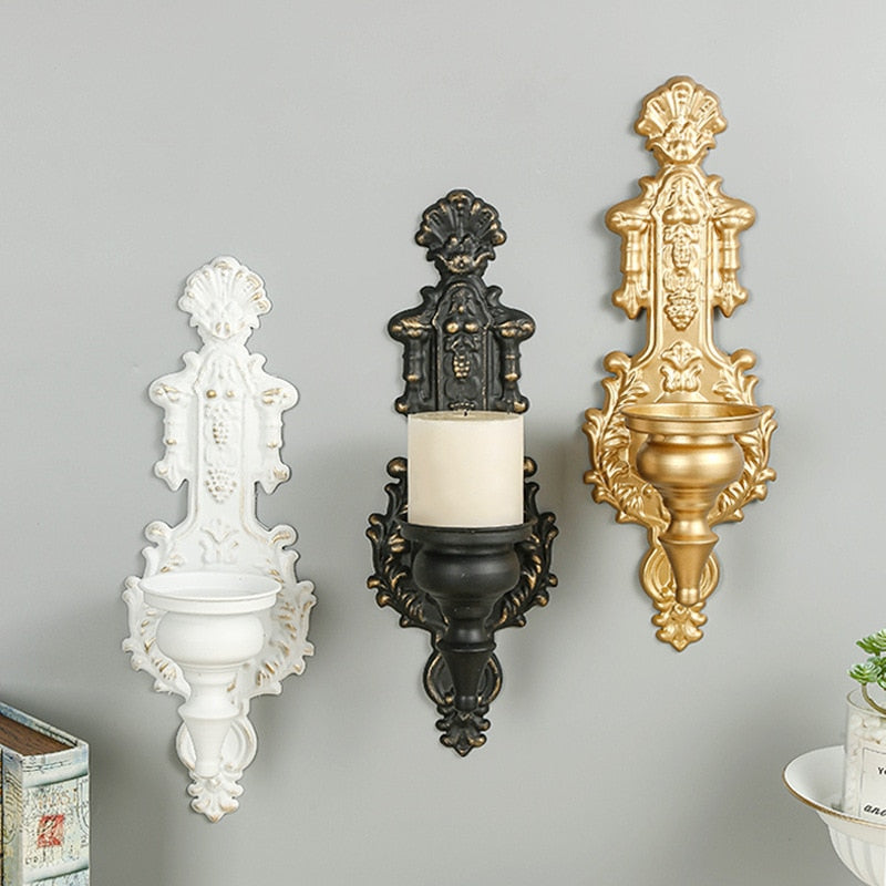 Bougeoir Mural Baroque Noir - Esprit Chandelier