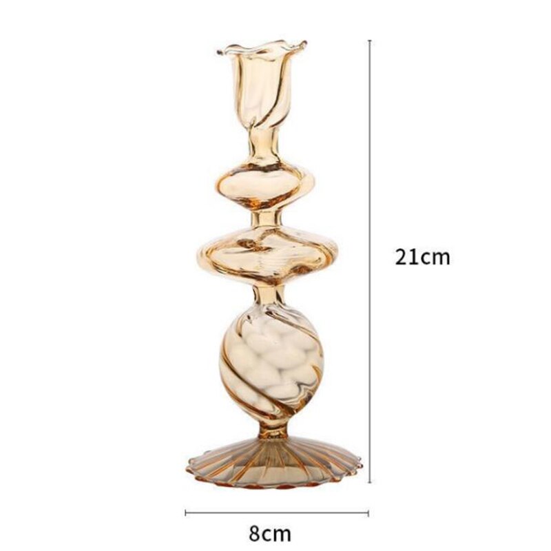 Bougeoir Soliflore Verre Beige -EspritChandelier