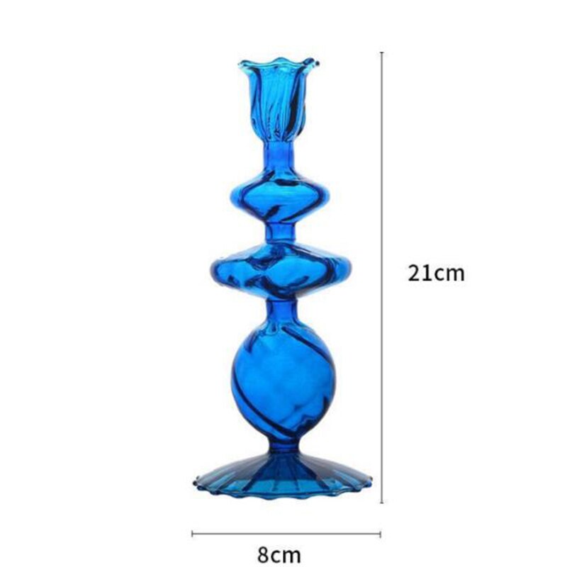 Bougeoir Soliflore Verre Bleu - Esprit Chandelier