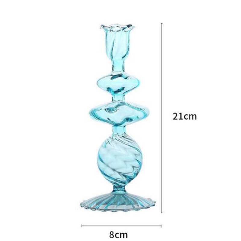 Bougeoir Soliflore Verre Bleu Ciel - Esprit Chandelier