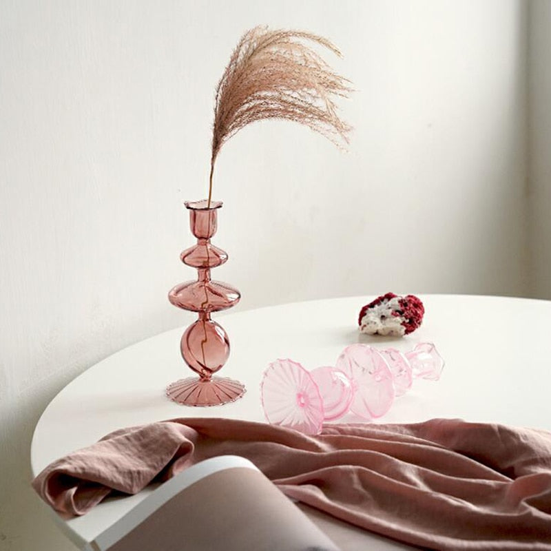 Bougeoir Soliflore Verre Colore - Esprit Chandelier