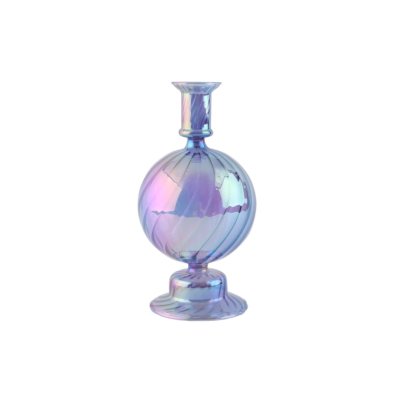 Bougeoir Verre Boule Irisée Lila - Esprit Chandelier