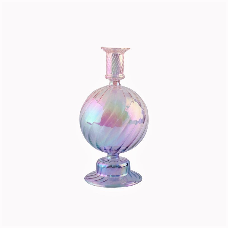 Bougeoir Verre Boule Irisee bicolore - Esprit Chandelier
