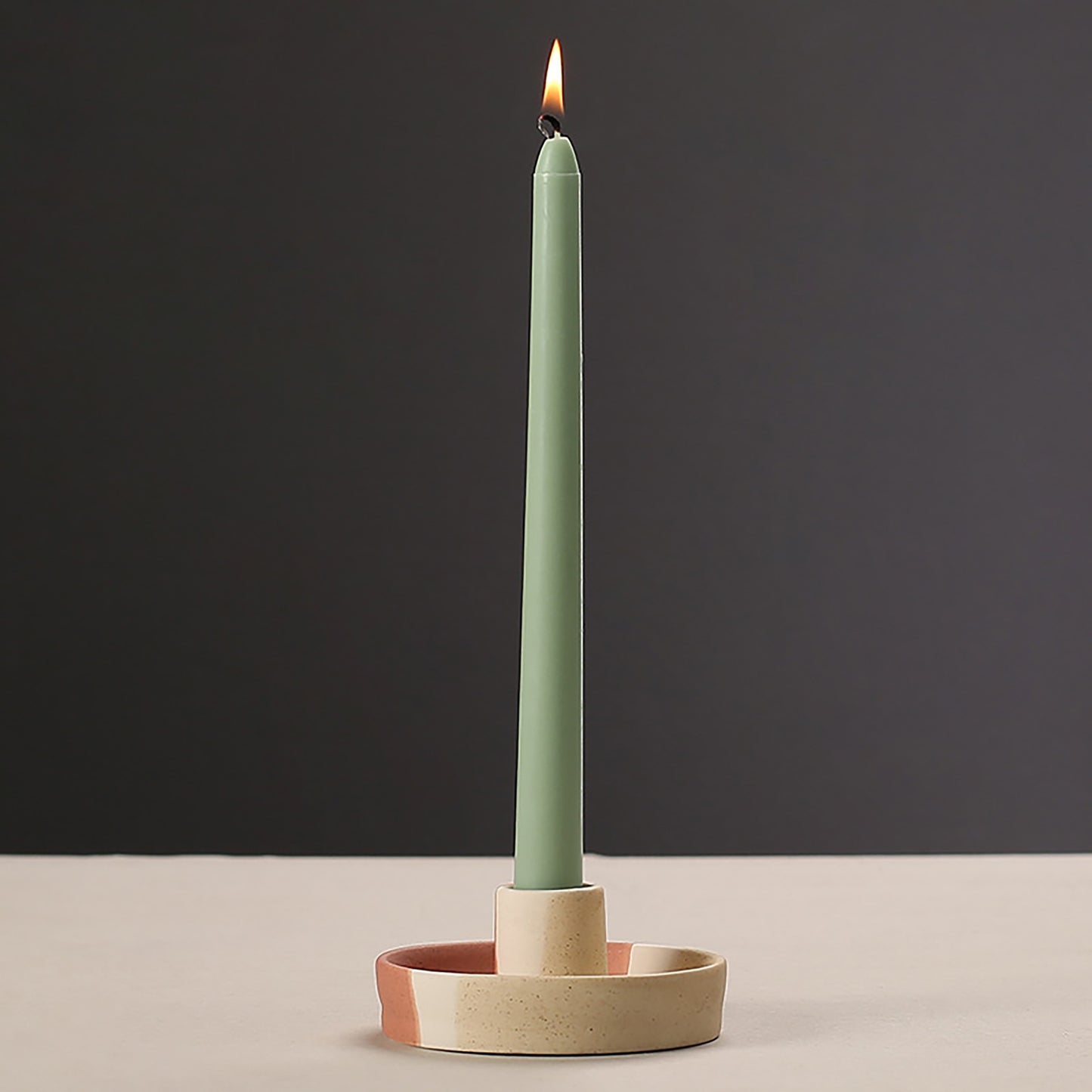 Bougeoir Céramique tricolore ocre - Esprit Chandelier