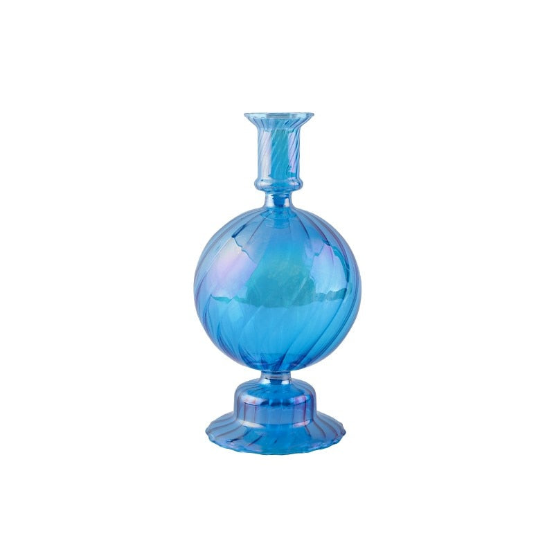 Bougeoir verre Irise Bleu - Esprit Chandelier