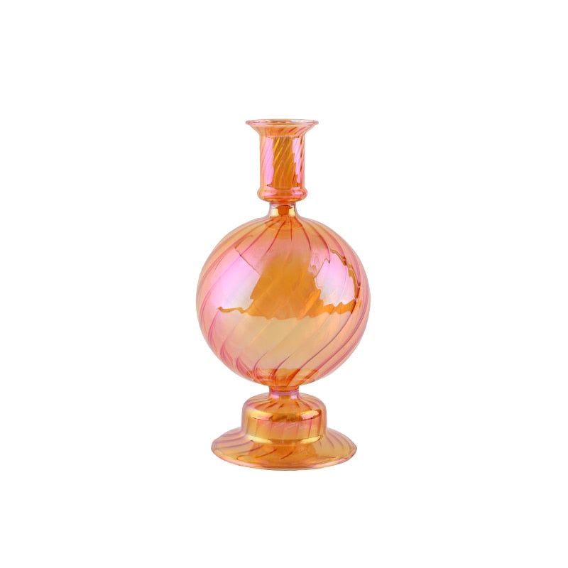 Bougeoir Boule Irisée Orange - Esprit Chandelier