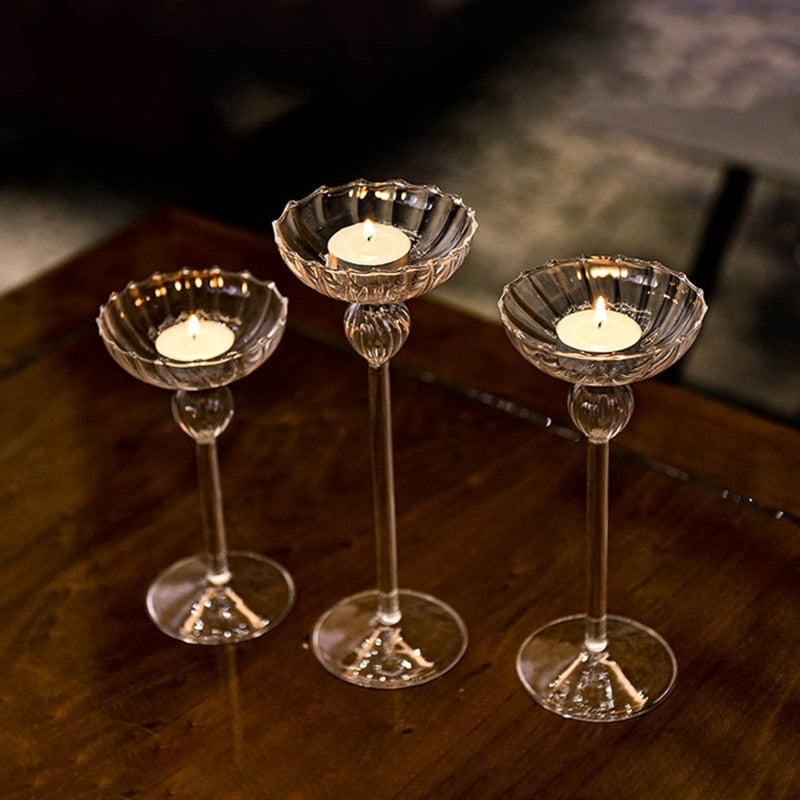 Bougeoirs Champagne Verre à pied -Esprit Chandelier