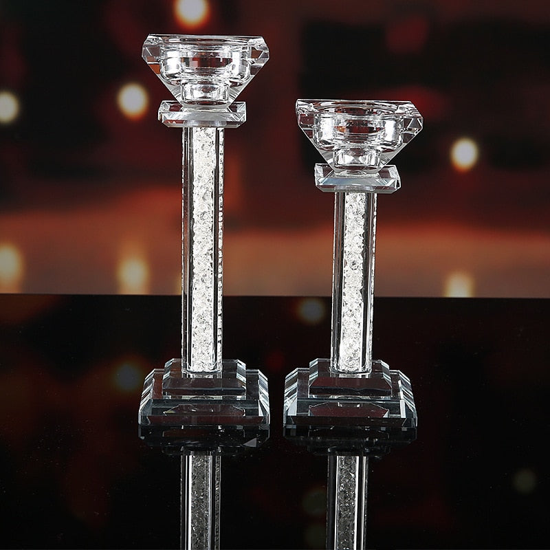 Bougeoirs sur pied cristal - Esprit Chandelier