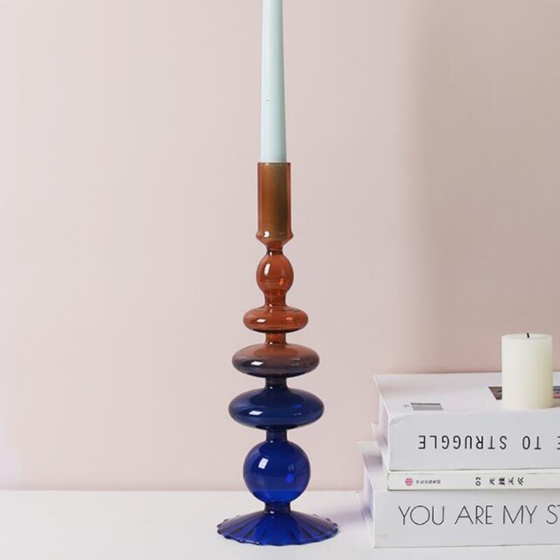 Chandelier Verre Bicolore Bleu brun - Esprit Chandelier