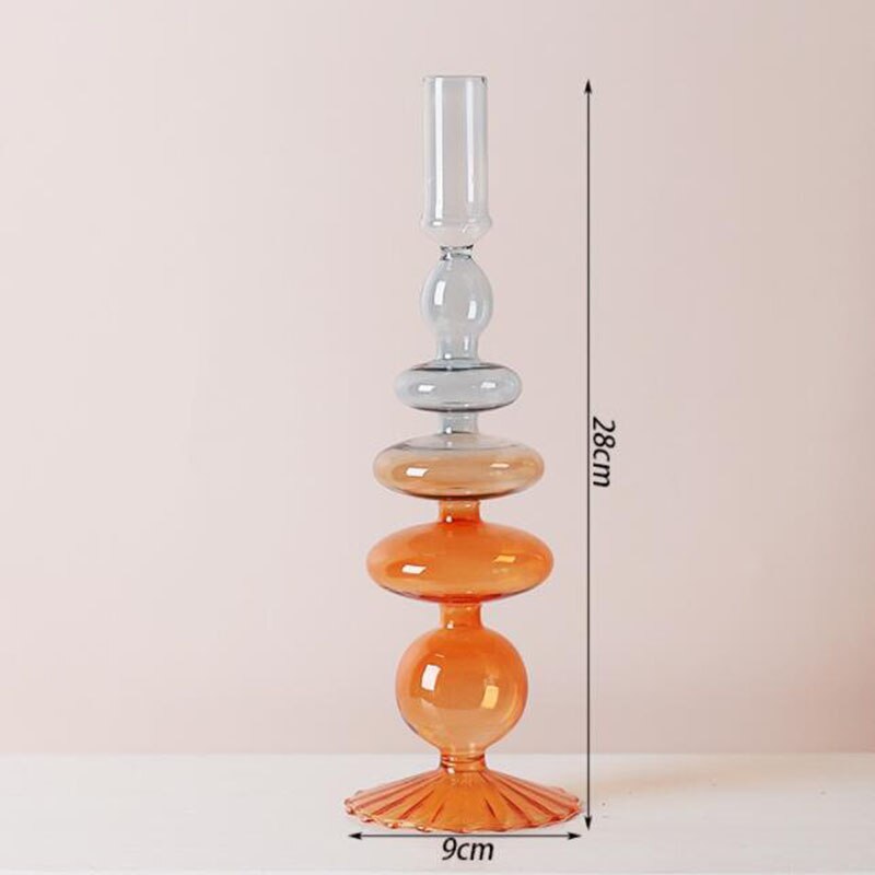 Chandelier Verre Bicolore Bleu ciel orange - Esprit Chandelier
