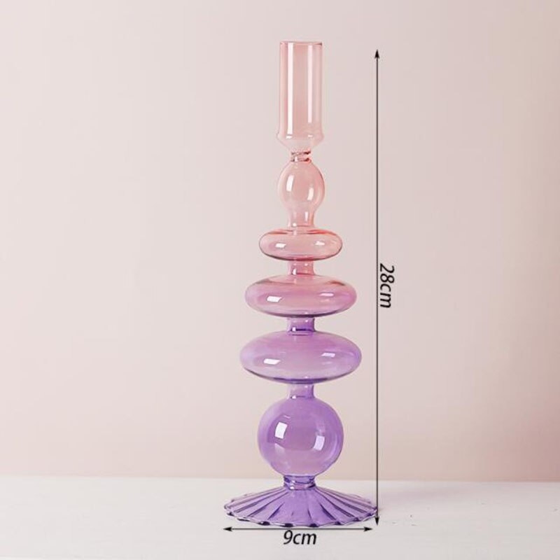 Chandelier Verre Bicolore Rose Violet - Esprit Chandelier