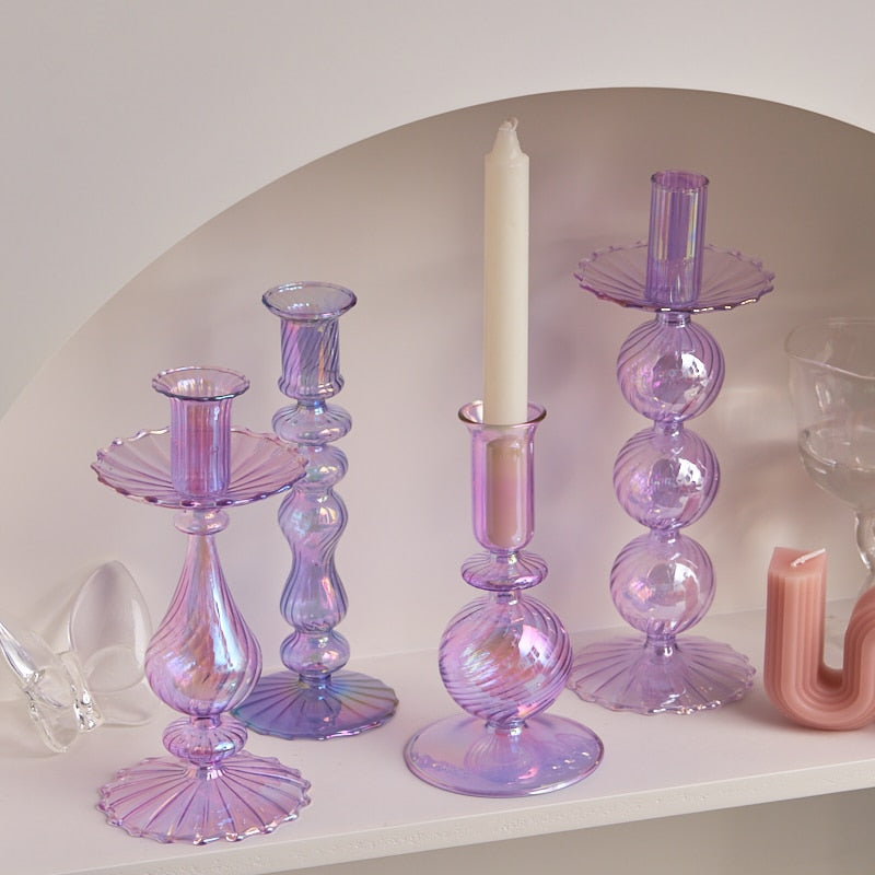 Bougeoir Violet Irisé - Esprit Chandelier