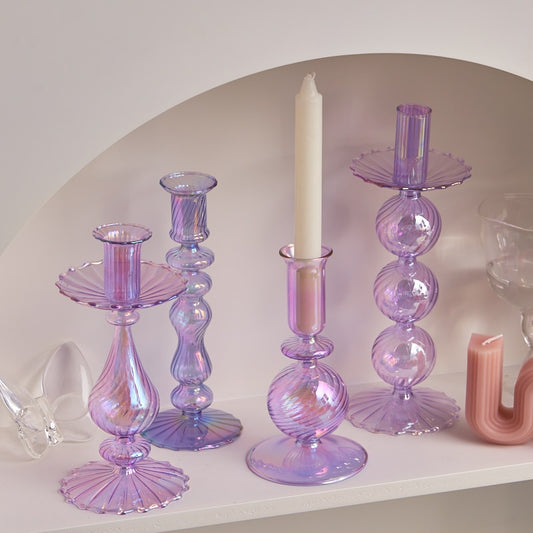 Bougeoir Violet Irisé - Esprit Chandelier