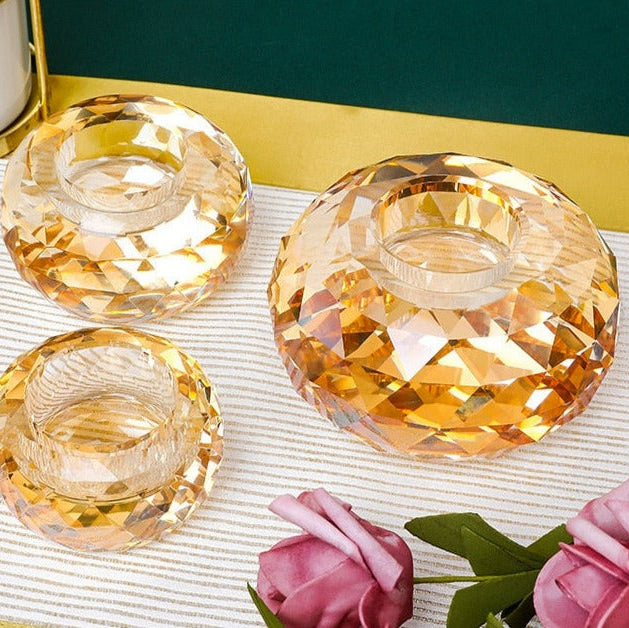 Deco Bougeoir Cristal Ambre - Esprit Chandelier