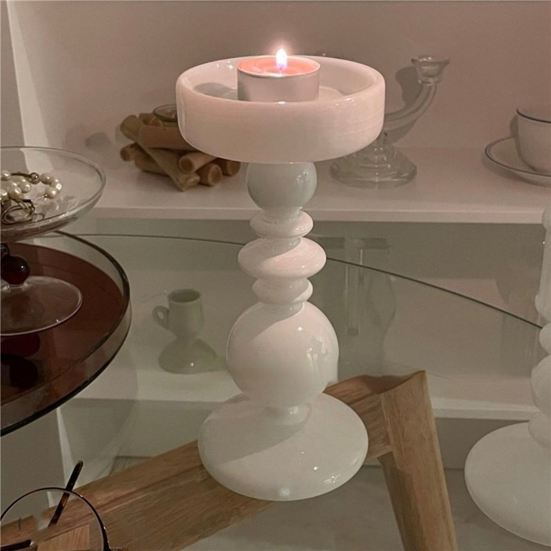 Bougeoir Verre Blanc - Esprit Chandelier