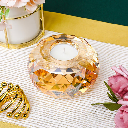 Grand Bougeoir Cristal Ambre - Esprit Chandelier