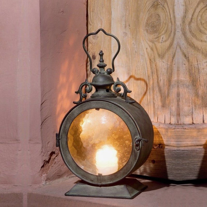 lanternes extérieures vintage en bois, métal et verre