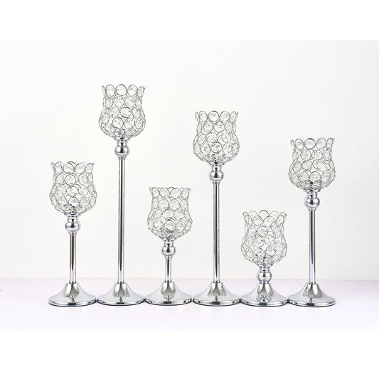 photophore sur pied argenté - Esprit Chandelier