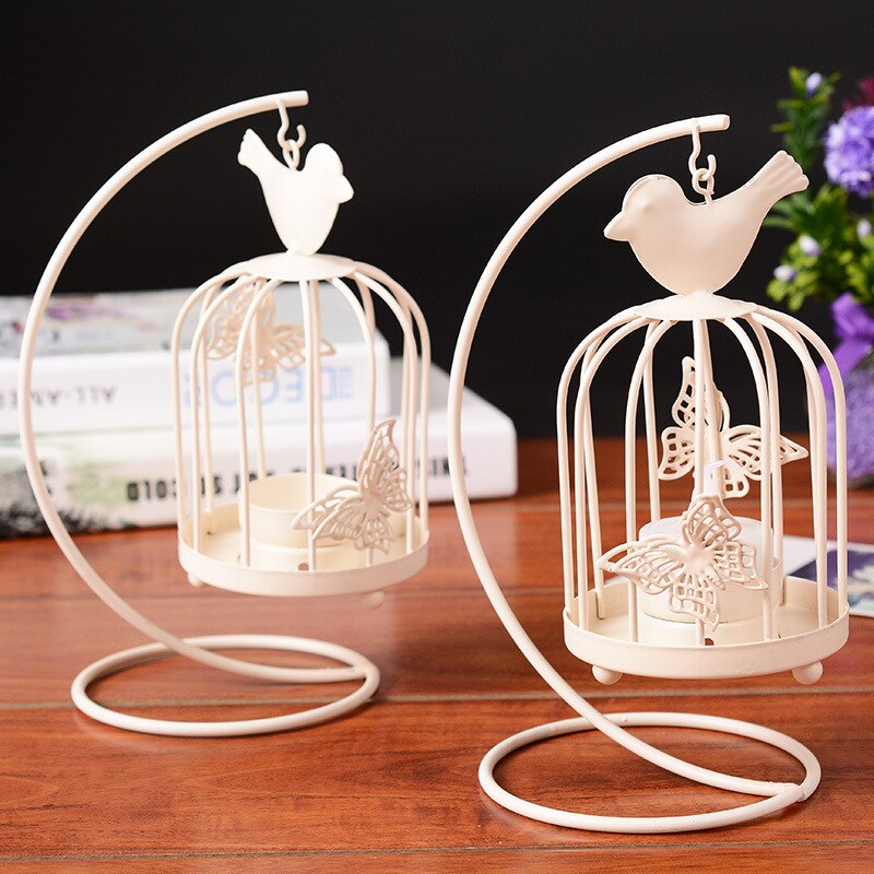 Photophore blanc oiseau - Esprit Chandelier