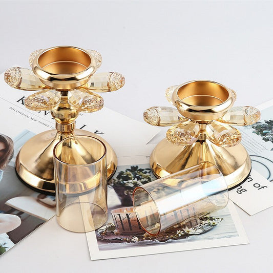 Photophore fleur dorée - Esprit Chandelier