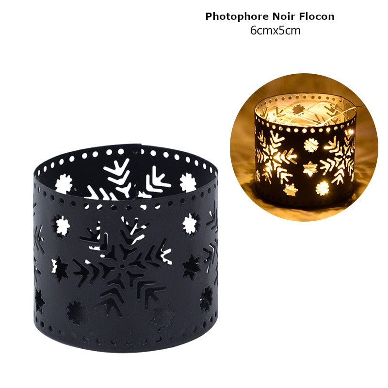 Photophore noir flocon - Esprit Chandelier