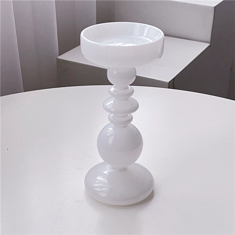 Bougeoir Verre Blanc - Esprit Chandelier