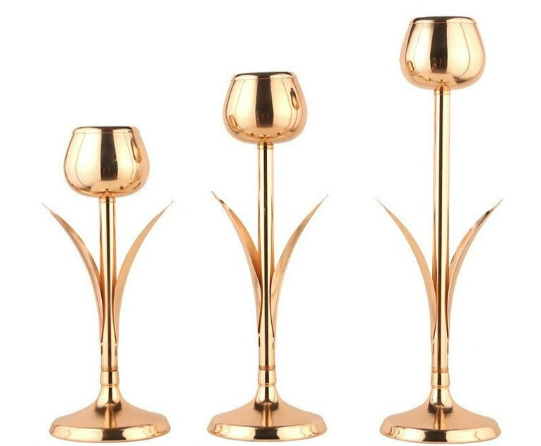 Bougeoir Doré Tulipe - Esprit Chandelier