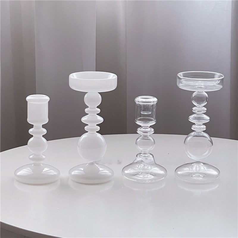 Chandelier bougeoir Verre Blanc - Esprit Chandelier
