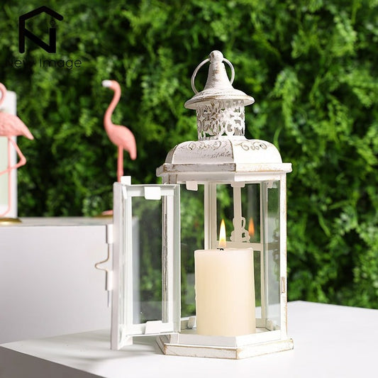 Détail Lanterne Métal Blanc - Esprit Chandelier