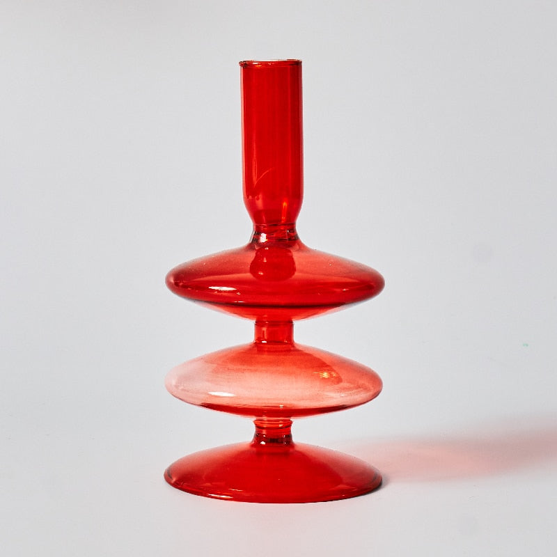 Chandelier 2 anneaux Verre Rouge - Esprit Chandelier