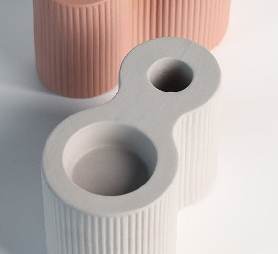 Bougeoir Céramique Gris Clair - Esprit Chandelier