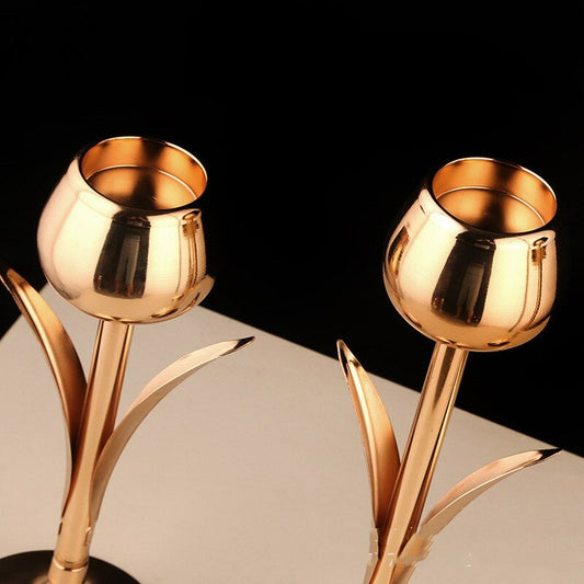 Bougeoir Doré Tulipe - Esprit Chandelier