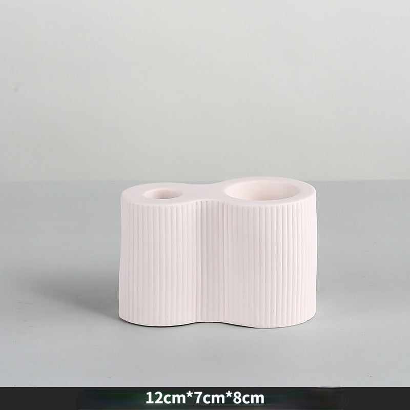 Bougeoir Céramique Double entrée Blanc - Esprit Chandelier