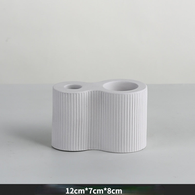 Bougeoir Céramique Double entrée Gris Clair- Esprit Chandelier