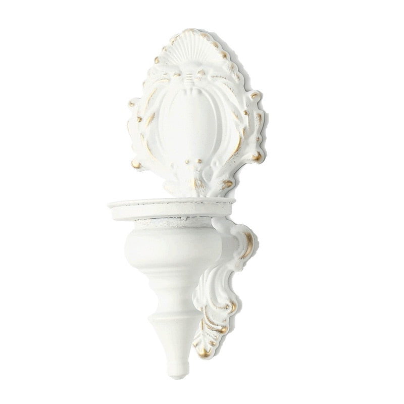 bougeoir mural blanc baroque - Esprit Chandelier